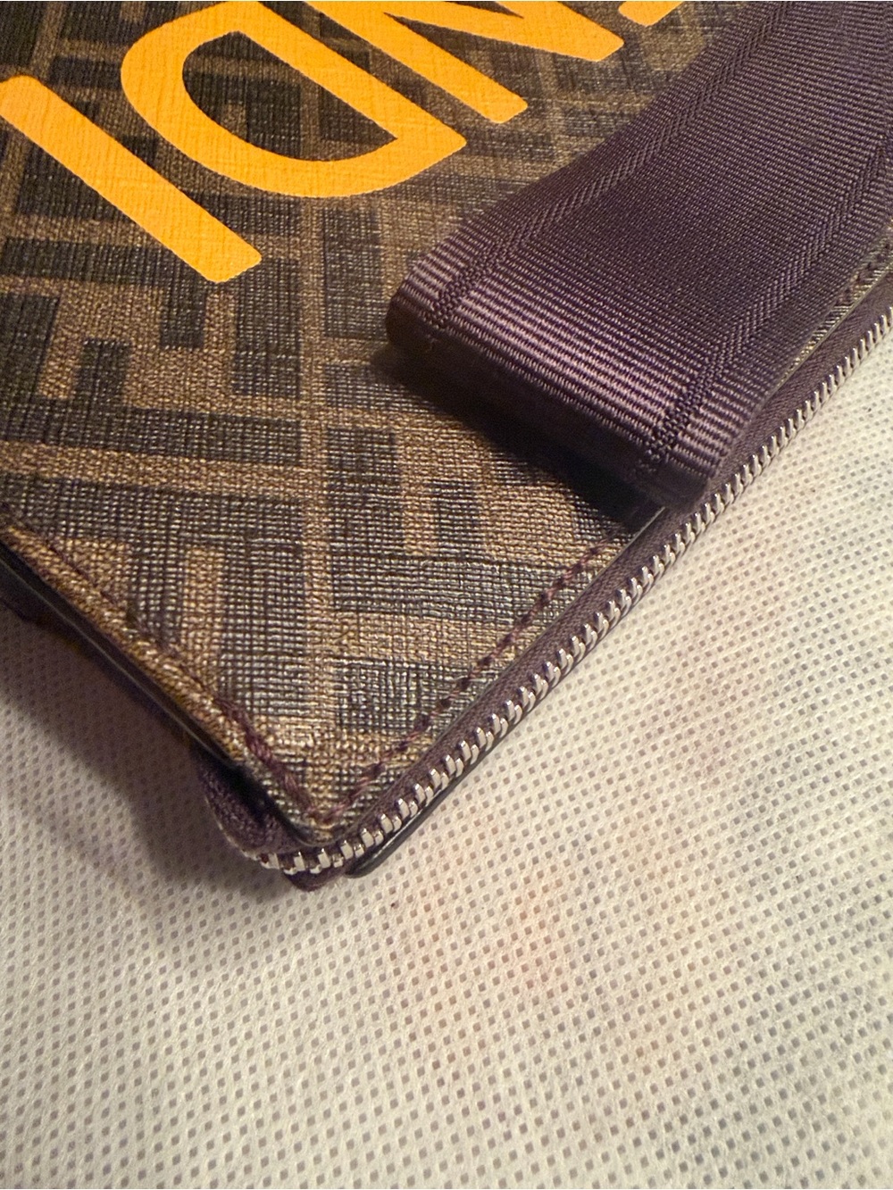 Authentic Fendi Leather Unisex Brown & Yellow Clutch - Picture 15 of 16